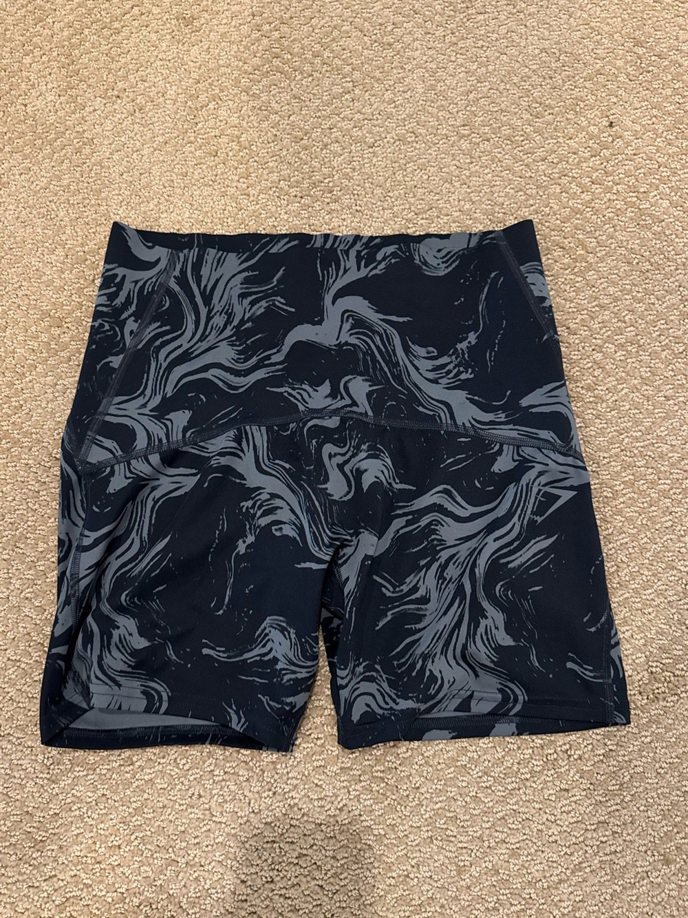 Gymshark Black with Gray Marble-Effect Swim Hybrids